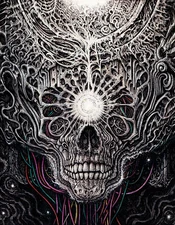 AI Genesis | Sci-fi art | Ink on Claybord | art print by Alex Dakos