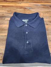 Polo Shirt Navy Polo Shirt Gildan 5000 Golf Shirt Cotton 4 Button Plaquard New 