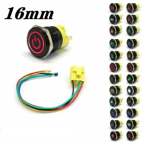 10Stk 16mm Druck Taster Schließer Schalter 230V/12V/24V 3A für Hupe KFZ Klingel