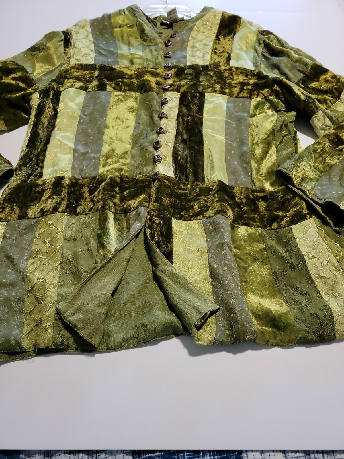 Papillion Jacket Green Patchwork rayon  Velvet Tu… - image 5