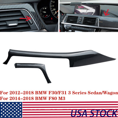 2x Carbon Fiber Center Console Dashboard Panel Trim Cover For BMW 3 Series 12-18 - Foto 2