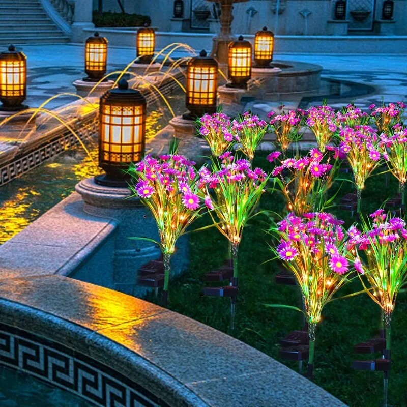 Solar Power Flower Lights LED Outdoor Garden Landscape Yard Stake Lamp