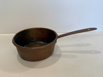Antique Copper Saucepan Decorative Only Bent Shape Leaks Rustic Primitive