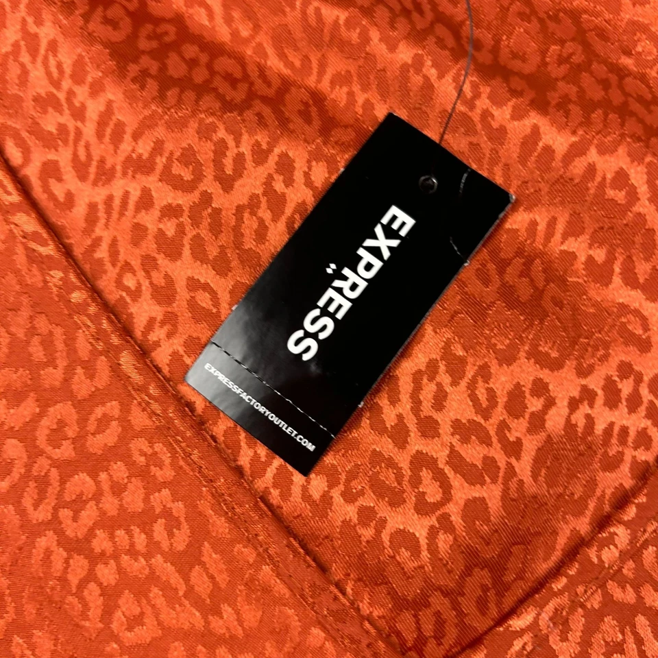 Express Top 女式大号橙色动物印花 V 领无袖套衫全新带标签 — 第 4/4 张图片