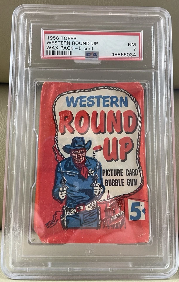 1956 Topps - Western Round Up, Unopened 5-cent Wax Pack - PSA 7 - Image 3 of 3