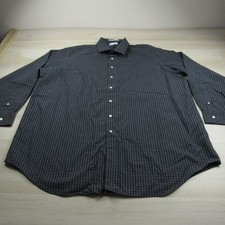 Paul Fredrick Shirt Mens 19 37 3XL Black Gray Button Down Non Iron Two Ply