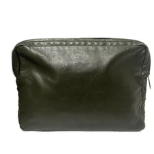 Bottega Veneta Intrecciato Clutch Bag Pouch Leather Black 25x17x4cm pre-owned