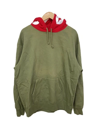Sweat à capuche Supreme 21FW contraste L coton kaki avec ternissement occasion