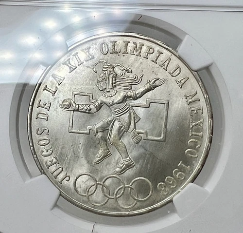 1968 Mexico 25 Pesos Silver Olympics NGC MS66 KM-479 - 95456