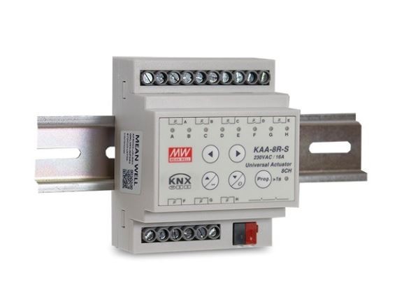 Mean Well KAA-8R-16S Actionneur KNX 8 canaux 16A pour automatisation résidentielle