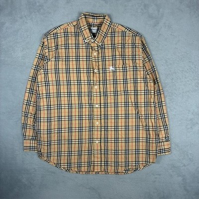 Vintage Burberrys Of London 1990's Beige Nova Check Size Large Button Down Shirt