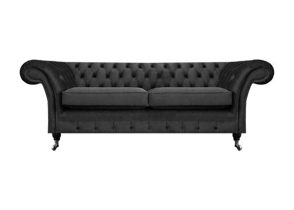 Luxus Schwarz Sofa Zweisitzer Textil Couch Wohnzimmer Einrichtung Chesterfield-image