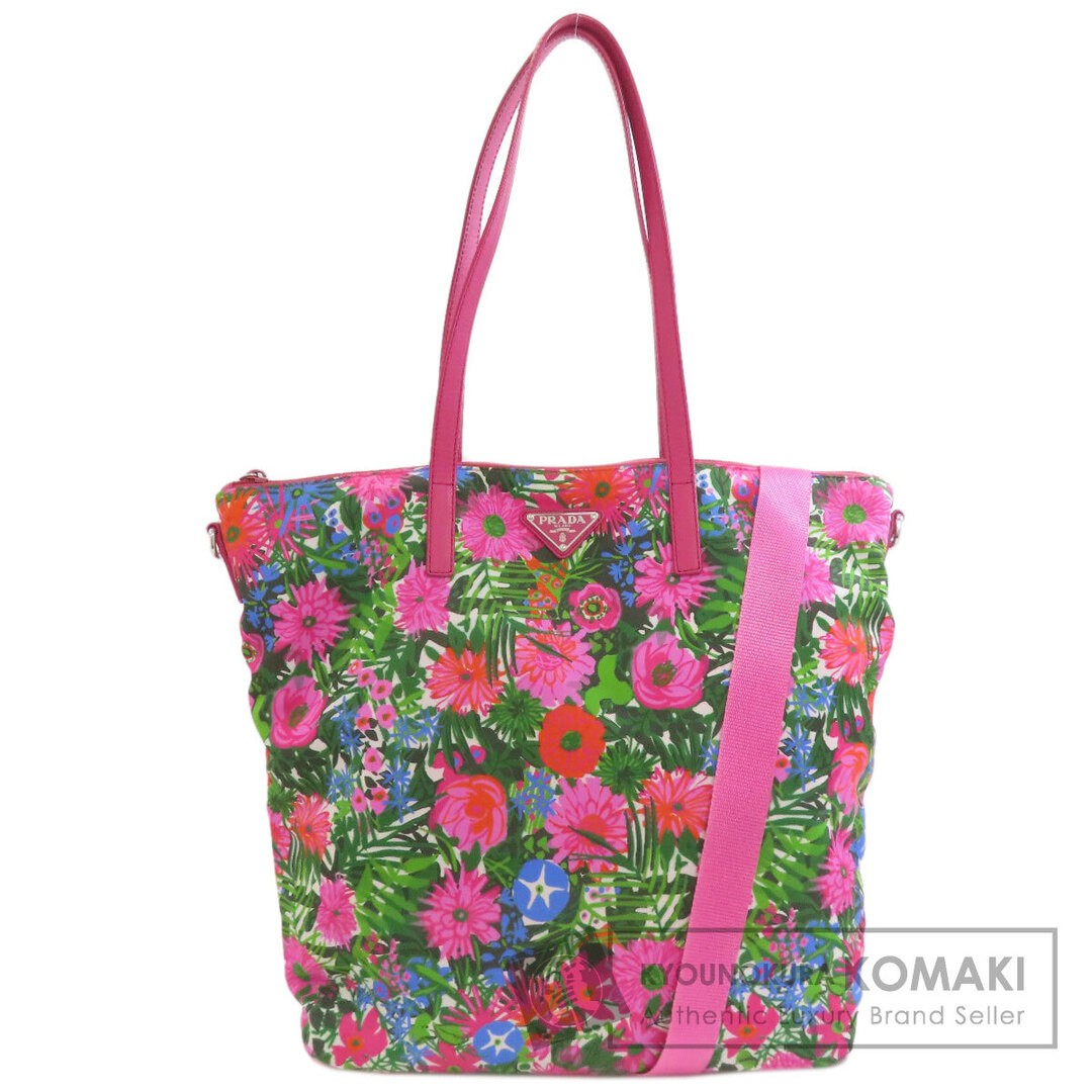 PRADA logo hardware flower 2WAY tote bag nylon for women Used