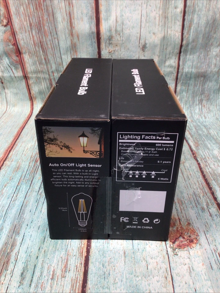 8-pack Vintage Style LED Filament Bulbs 60 Watt Equivalent, ST64 - Image 4 of 4