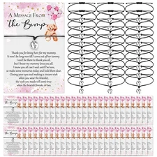 Thyle 50pc Pink Bear Baby Shower Favor Bracelets, Gender Reveal, Thank You Gifts