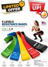 Resistance Bands Set of 5 Loop Exercise Bands for Yoga Fitness Workout Gym