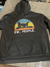 Black Cat Graphic Hoodie for Cat Lovers Funny Size XXL Cats Cat Lady Humor