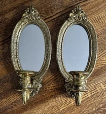 Lot Of 2 Home Interiors Homeco Gold Tone. Wall Two Sconces With Candle Holders