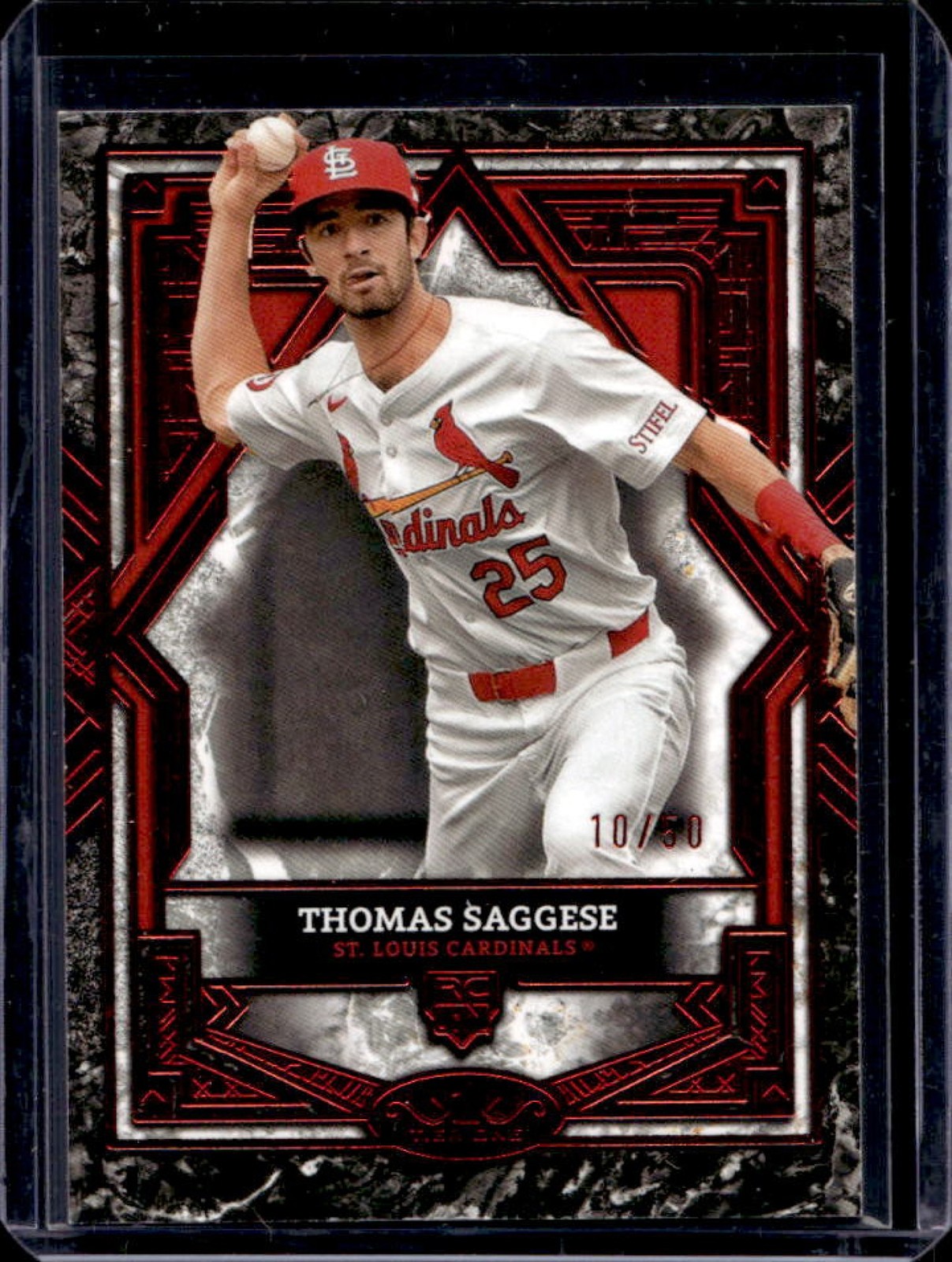 Thomas Saggese 2025 Topps Tier One #86 Base Tier 3 - Red Foil /50 