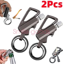 2Pack Keychain Metal Match Kerosene Lighter Waterproof Multitool Bottle Opener