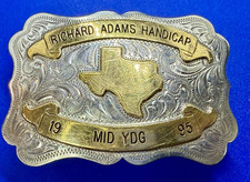Richard Adams Handicap Texas Map MID YDG 1995 Trophy Award Belt Buckle by SSS
