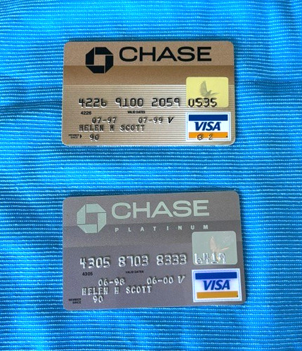 2 Vintage CHASE VISA Expired Credit Cards 1997/1998
