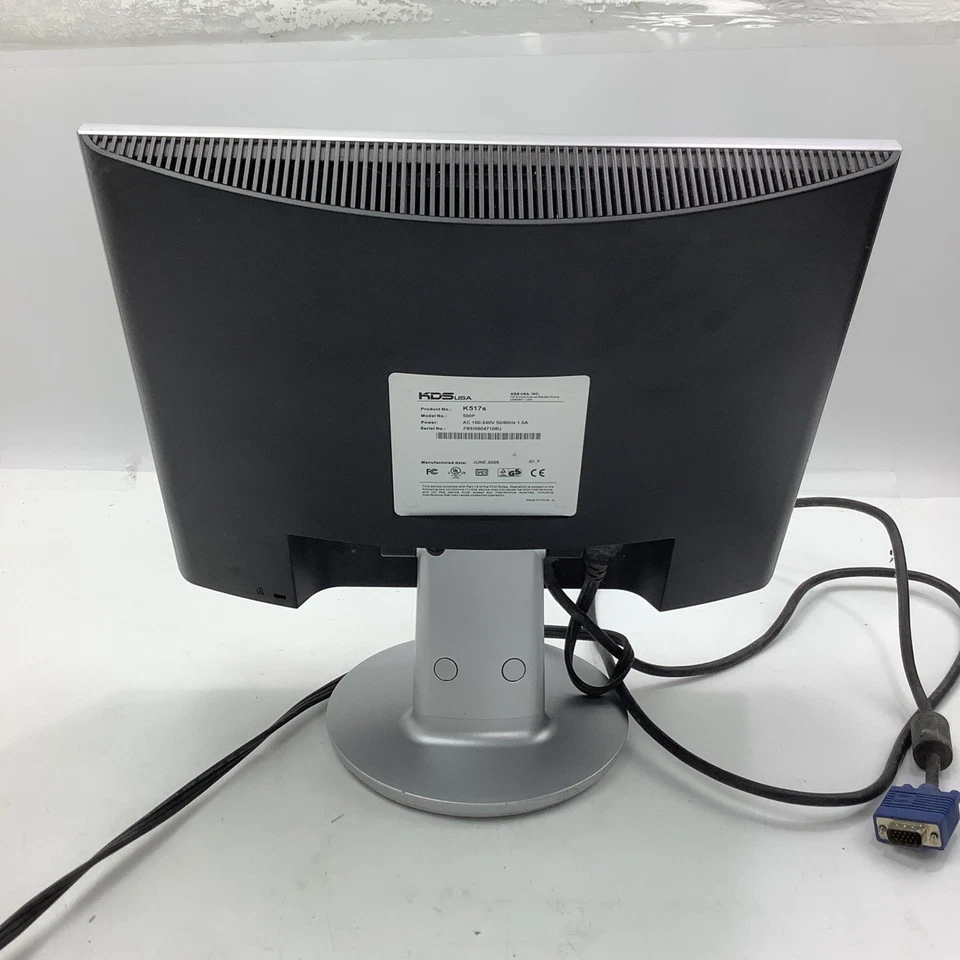 KDS 500P 15" Screen LCD Computer Monitor Desktop Silver | Free Shipping TESTED - Image 4 of 4