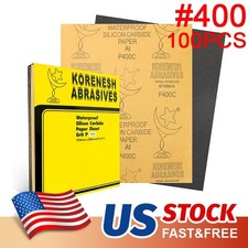 100pc Sanding Sheets Wetdry Silicon Carbide Waterproof Sandpaper 9x11 400 Grit 100pc Sanding Sheets Wetdry Silicon Carbide Waterproof Sandpaper 9x11 400 Grit