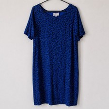 Pure Collection Blue Black Animal Print T Shirt Dress UK 10 NEW