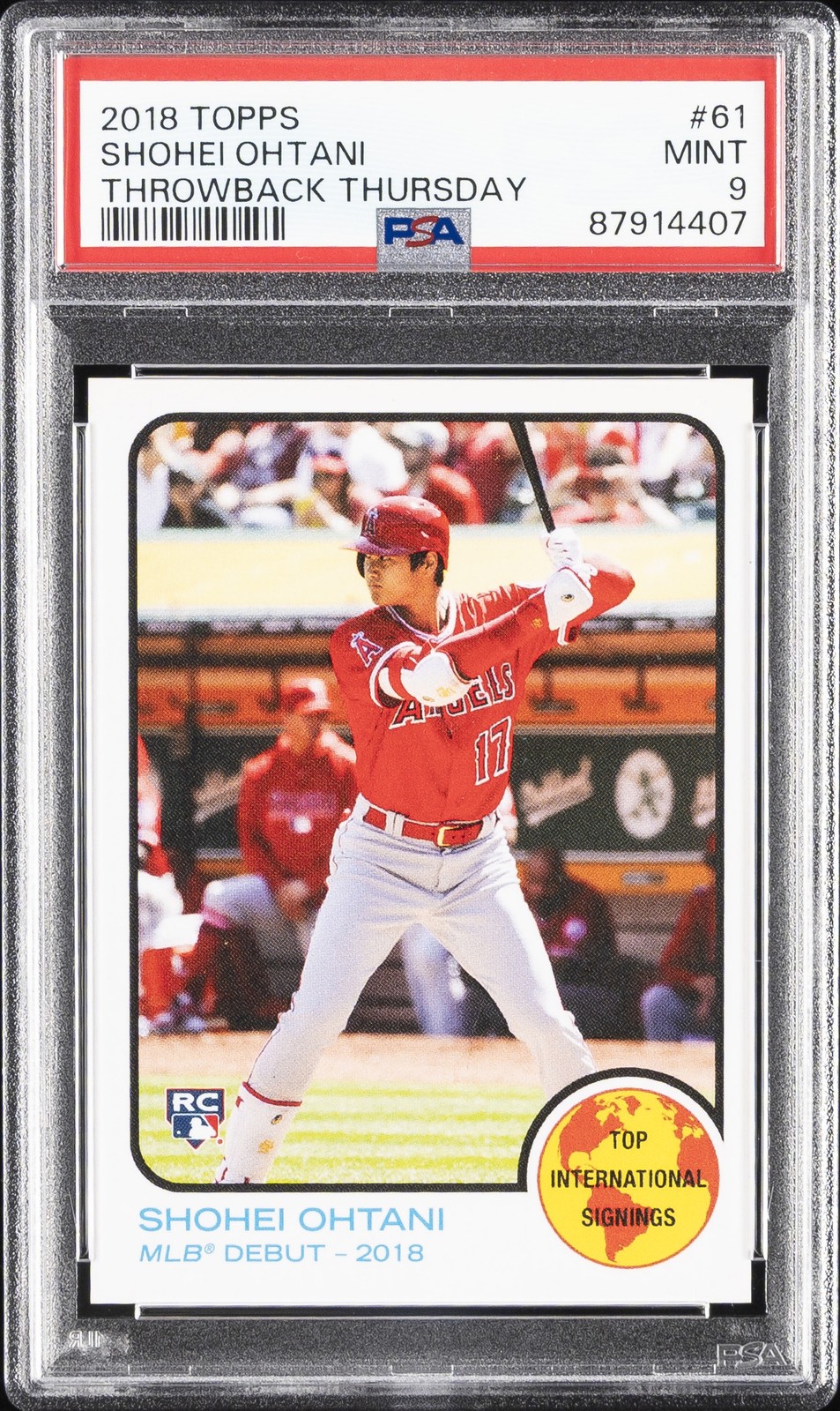 2018 TOPPS THROWBACK THURSDAY #61 SHOHEI OHTANI ROOKIE RC PSA 9