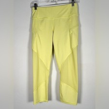 Athleta Women  s Size Small Mesh Contender Capri Leggings Power Lift Fresh Yellow