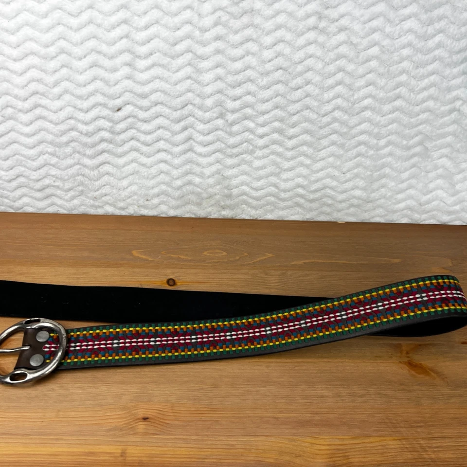 "Cinturón de cuero azteca bordado occidental vintage de Lucky Brand para mujer talla 32""" Foto 3 de 4