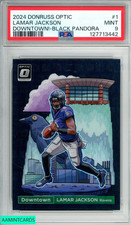 2024 PANINI DONRUSS OPTIC DOWNTOWN! LAMAR JACKSON #1 BLACK 9 OF 25 PANDORA PSA 9