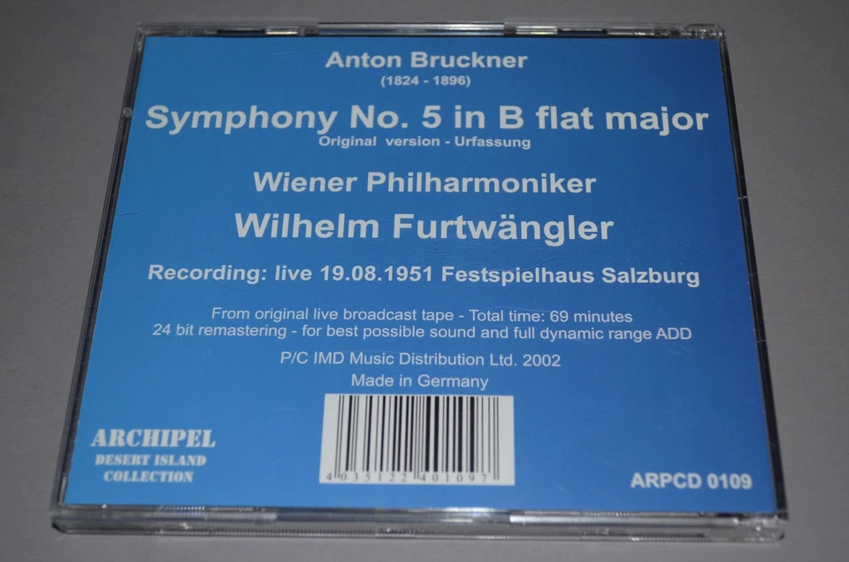 Bruckner - Symphony No.5 / Furtwängler / Vienna Phil. / Archipel 2002 / Rar - Bild 3 von 3