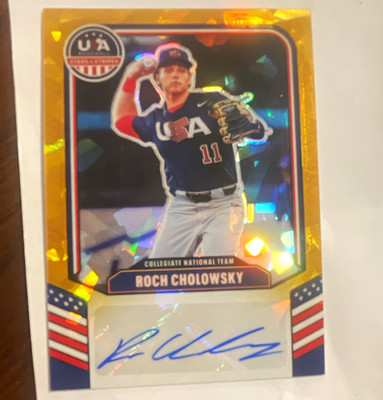 Panini 2025 USA Baseball Roch Cholowsky CNT-BC Gold Prizm Auto /10