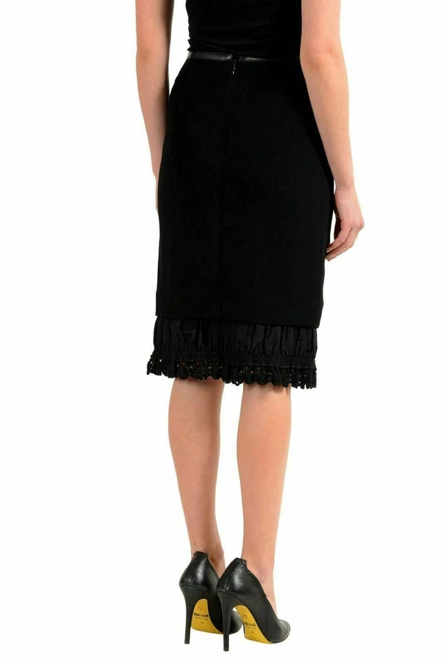 Falda lápiz negra de angora de lana para mujer Dsquared2 US S IT 40 Foto 3 de 4