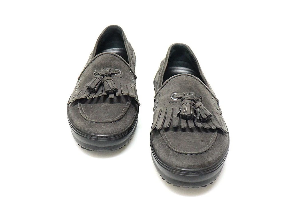 TOD’S Mocassini guida Tods grigio scuro scamosciati con frange nappa donna 35 5 62282991