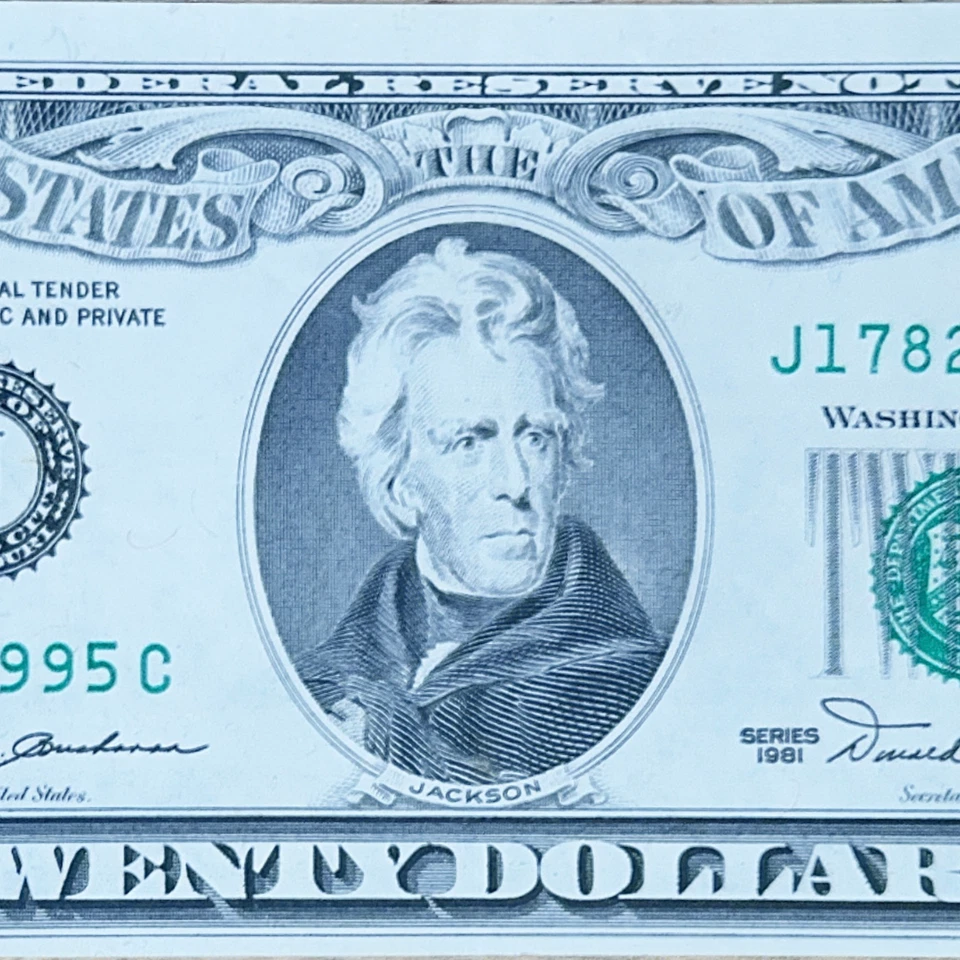 1981 $20 Federal Reserve Note - Kansas City “J” - Crisp Uncirculated - Image 3 of 4