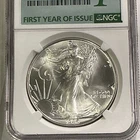 1986 (S) NGC MS70 $1 SILVER EAGLE 1 OZ STRUCK AT SAN FRANCISCO FIRST YEAR ISSUE