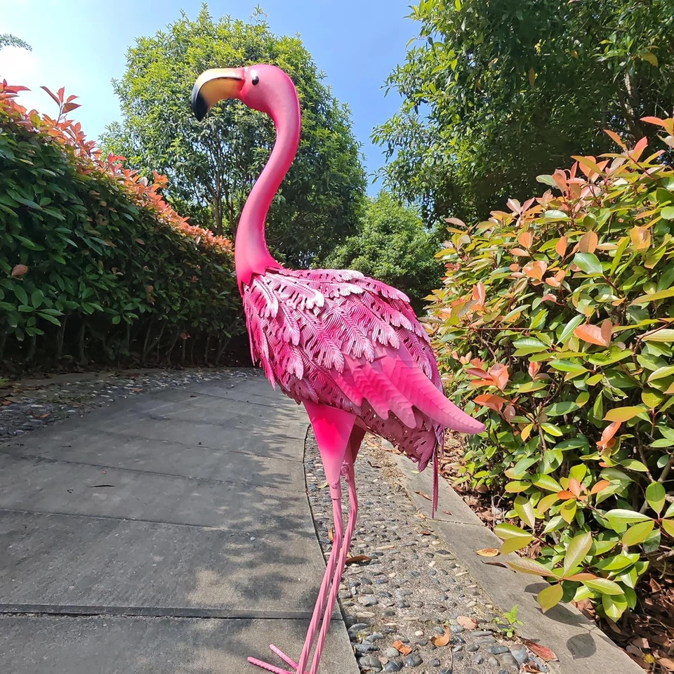 Garden Statues Flamingo Sculptures Metal Yard Art, Pink Bird Art Outdoor Backyar - image 2 of 4