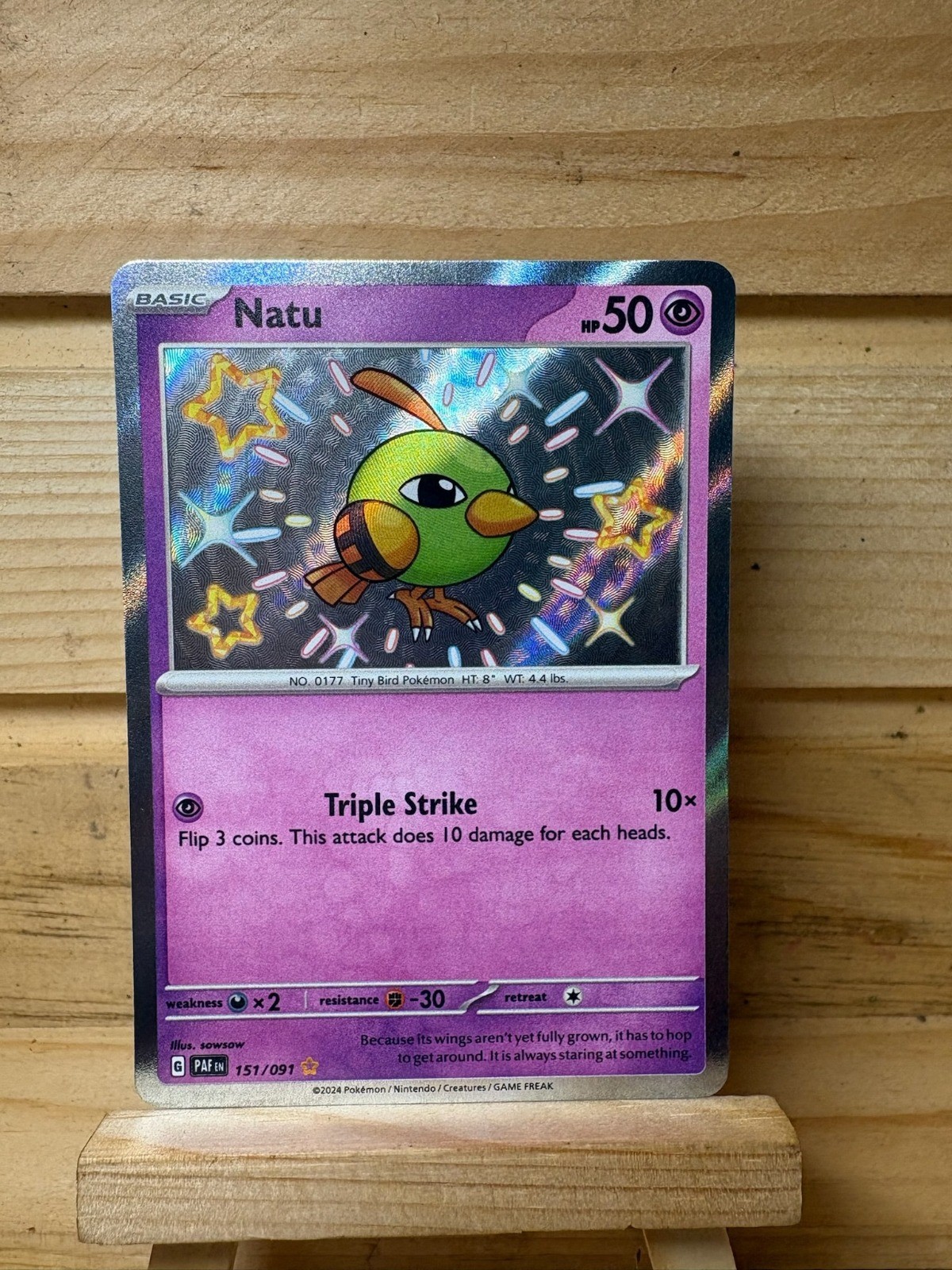 Natu 151/091 Pokemon TCG PAF: SV: Paldean Fates Holo Shiny Rare NM