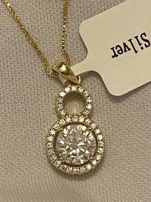 Moissanit Anhänger Halskette 1,375ctw VS1 D Farbe rund 925 Sterling Silber