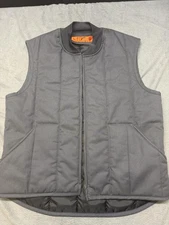 Red Kap Vest Mens Large Gray Workwear Insulated Padded Zip Front Utility Pockets