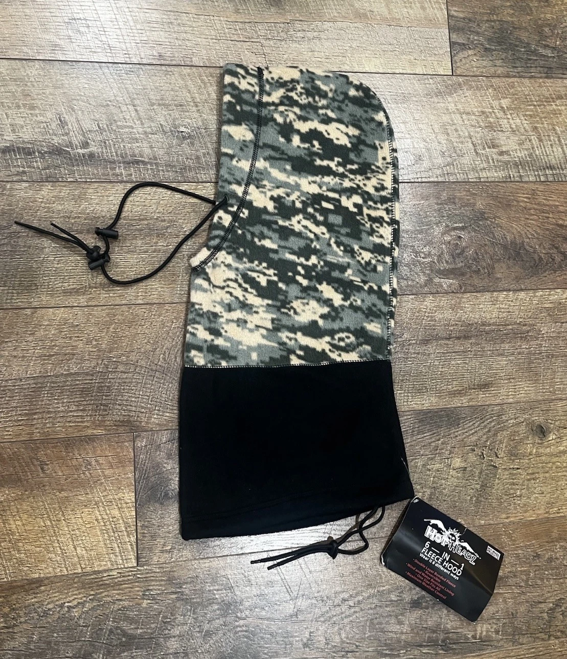 NWT 6 In 1 Fleece Hood Digital Camo Adjustable Hunting Techwear Hot Headz Y2k