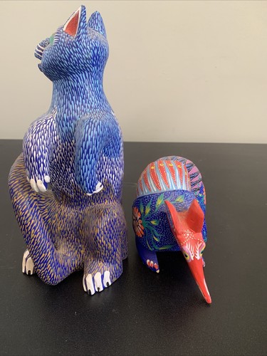 Oaxaca Oaxacan Holzschnitzerei Sammlung Skulpturen Lot Tiere Künstler bemalt - Bild 12 von 23