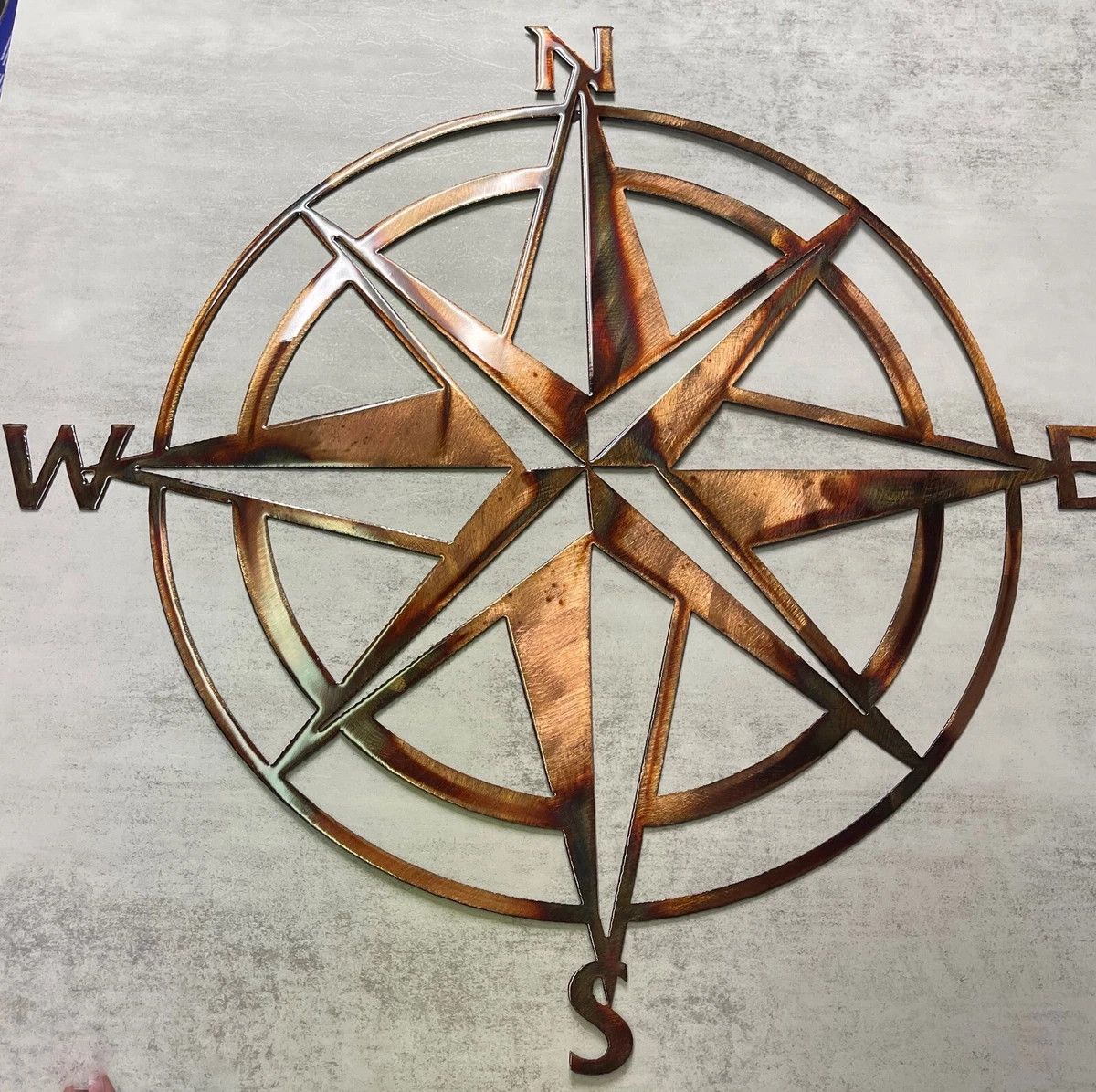 Metal Wall Art Decor - Compass Design, White Powder Coated Steel, Indoor/Outdoor (45x45cm) - View #13