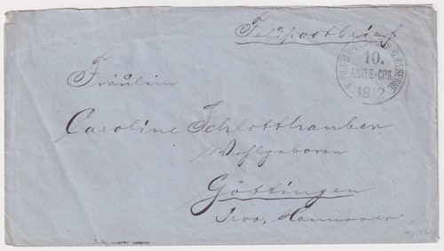 Preussen Feldpostbrief 10. Armee-Cps. nach Göttingen ca. 1870er-Jahre - 第 1/2 張圖片