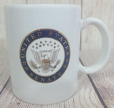 United States Senate Coffee Tea Mug Cup Unbranded E Pluribus Unum White Blue 4''