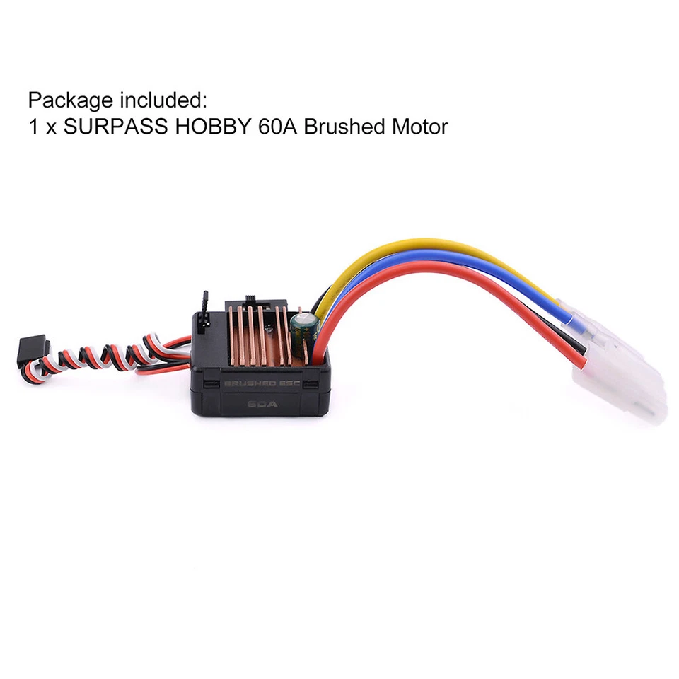 SURPASS HOBBY 60A Brushed ESC for 1/10 RC Tamiya Traxxas Wltoys 540 550 Motor - Image 2 of 4