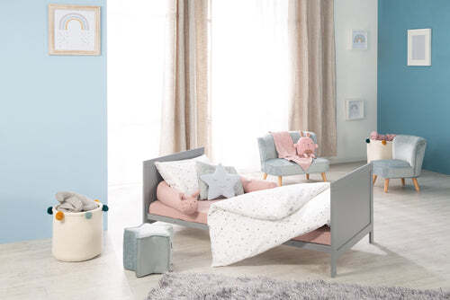 roba Kombi-Bett 70x140 cm - Höhenverstellbar - 3 Schlupfsprossen - Holz taupe - Bild 6 von 9